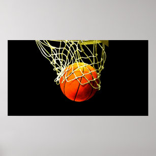 Basketball Ball & Net Print Poster