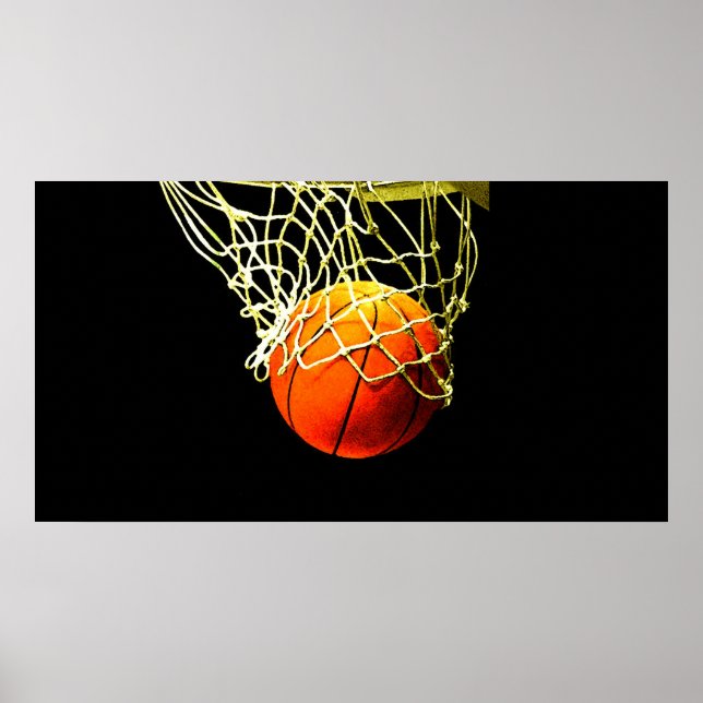 Basketball Ball & Net Print Poster (Front)