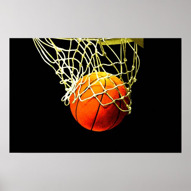 Basketball Ball & Net Print Poster (Front)