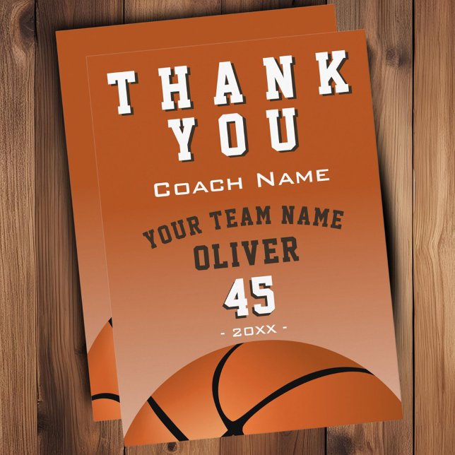 Basketball Ball Orange Sports Thank you Coach Card (Creator Uploaded)