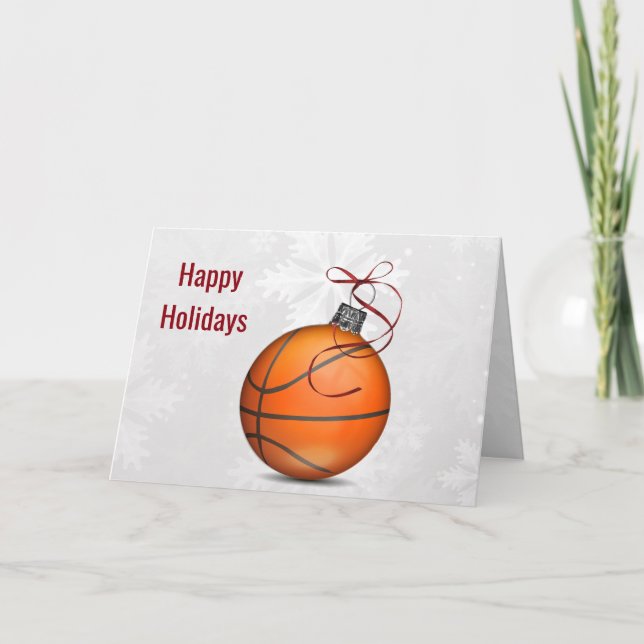 basketball ball ornament Holiday Greetings (Front)