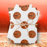 Basketball Ball Pattern Kids Name Birthday  Wrapping Paper Sheet<br><div class="desc">Basketball Ball Pattern Kids Name Birthday Wrapping Paper Sheets. Basketball ball pattern on a white background. Personalise with your name or erase the text.</div>