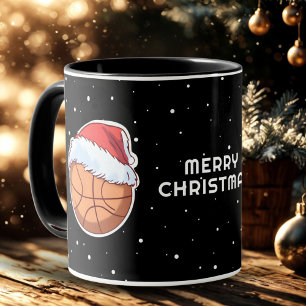Basketball Ball Red Santa Hat Merry Christmas  Mug