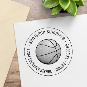 Basketball Ball Round Address Rubber Stamp