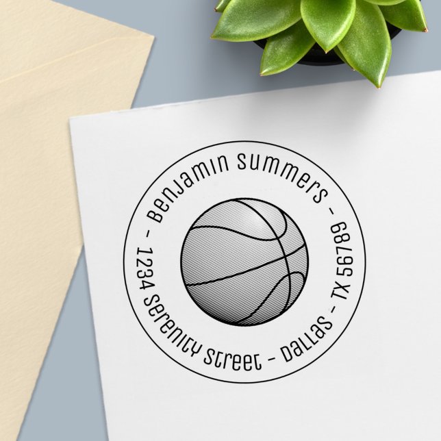 Basketball Ball Round Address Self-inking Stamp (Creator Uploaded)