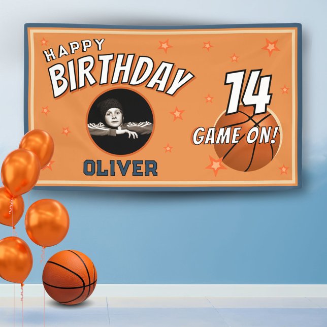 Basketball Ball Sports Birthday Photo Backdrop Banner (Creator Uploaded)