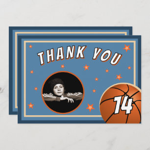 Basketball Ball Sports Birthday Photo Thank You Card