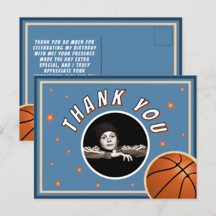 Basketball Ball Sports Birthday Photo Thank you Postcard