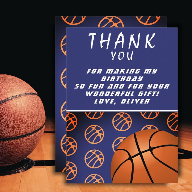 Basketball Ball Sports Birthday Thank You Card (Creator Uploaded)