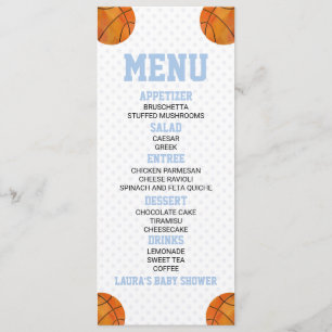 Basketball Ball Sports Blue Baby Shower Food Menu
