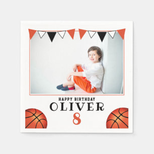Basketball Ball Sports Boy Photo Birthday  Napkin