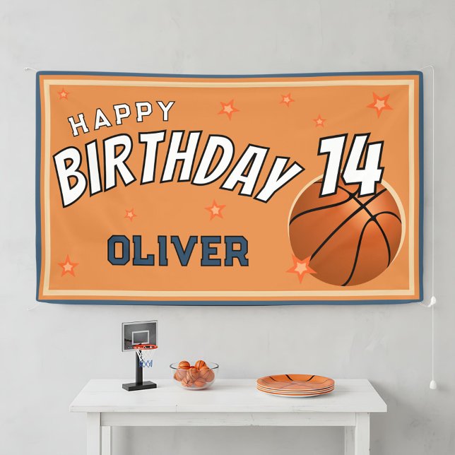 Basketball Ball Sports Happy Birthday Backdrop Banner (Creator Uploaded)