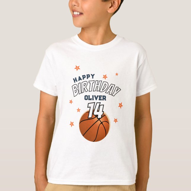 Basketball Ball Sports Happy Birthday Boy T-Shirt (Front)