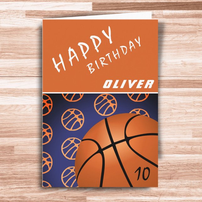 Basketball Ball Sports Happy Birthday Kid Card (Creator Uploaded)