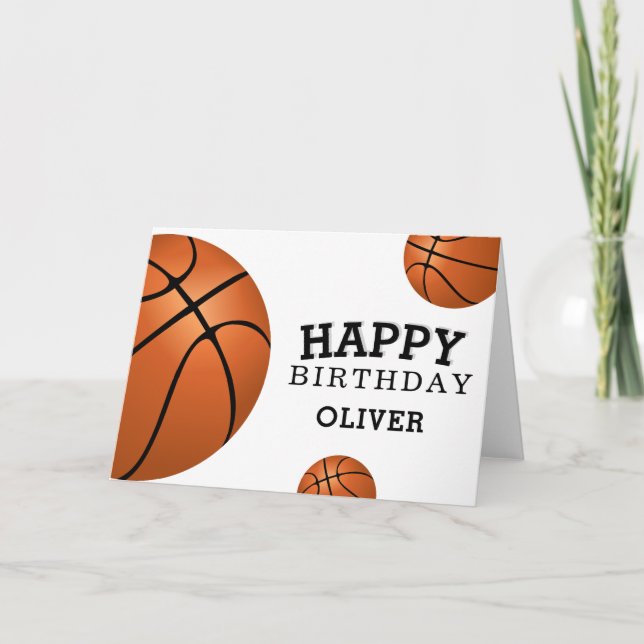 Basketball Ball Sports Happy Birthday Kids Card (Front)