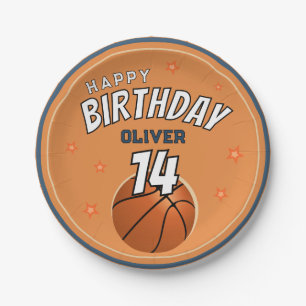 Basketball Ball Sports Happy Birthday  Paper Plate
