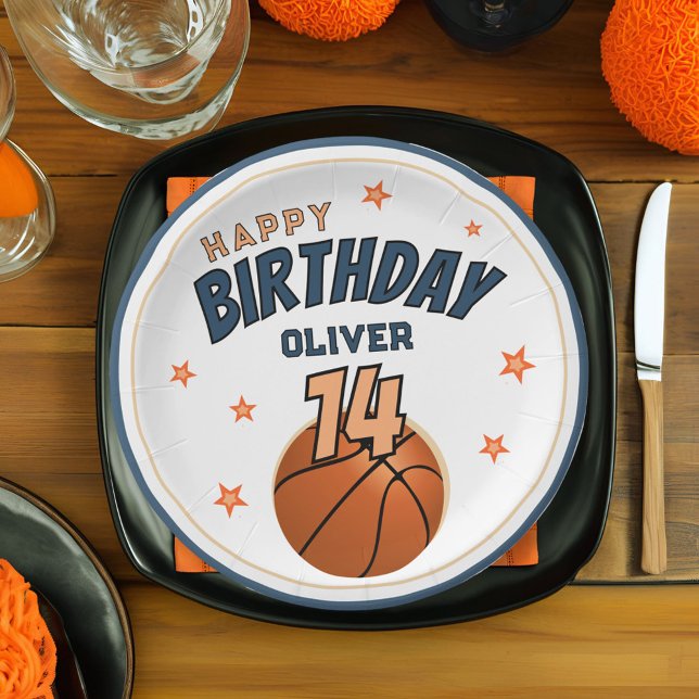 Basketball Ball Sports Happy Birthday  Paper Plate (Creator Uploaded)