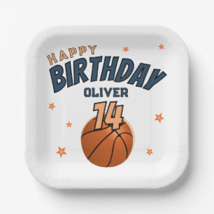 Basketball Ball Sports Happy Birthday Party Paper Plate
