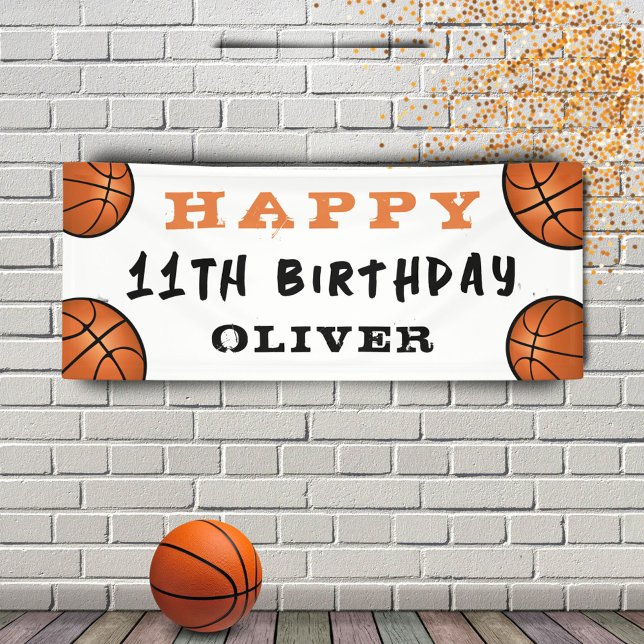 Basketball Ball Sports Kids Birthday Party Banner (Creator Uploaded)