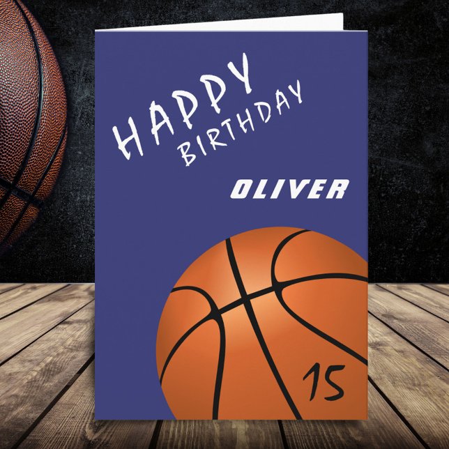 Basketball Ball Sports Modern Happy Birthday Card (Creator Uploaded)