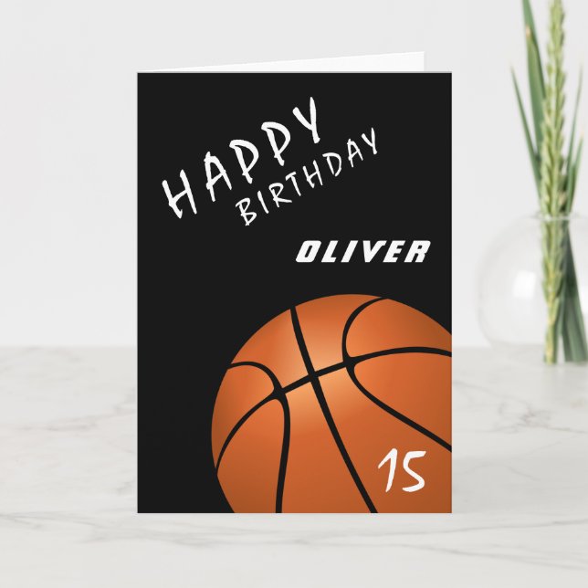 Basketball Ball Sports Modern Happy Birthday Card (Front)