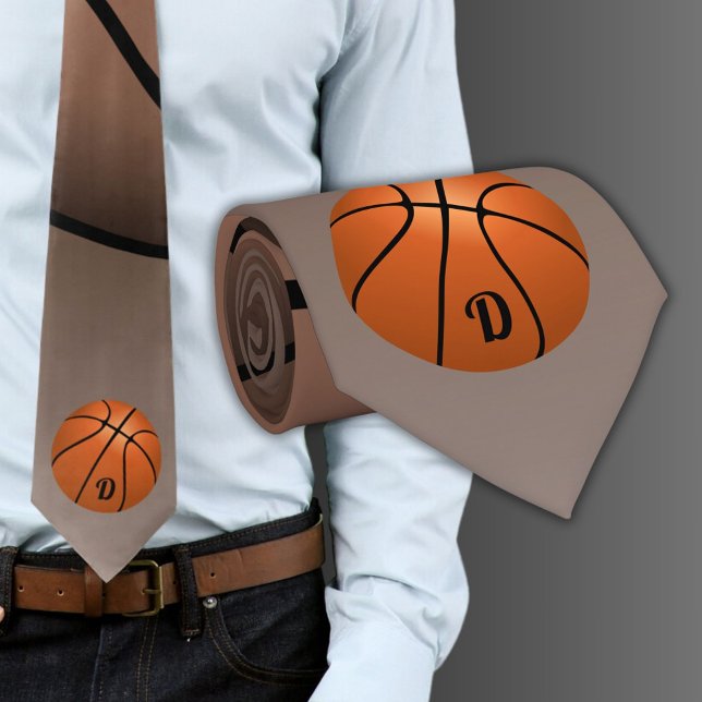 Basketball Ball Sports Monogram Tie (Creator Uploaded)