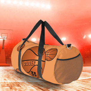 Basketball Ball Sports Player Name Number Duffle Bag