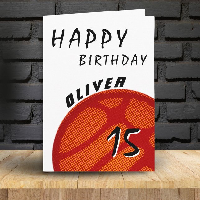 Basketball Ball Sports Teen Boys Happy Birthday Card (Creator Uploaded)