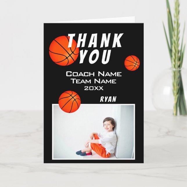 Basketball Ball Sports Thank you Coach Card (Front)