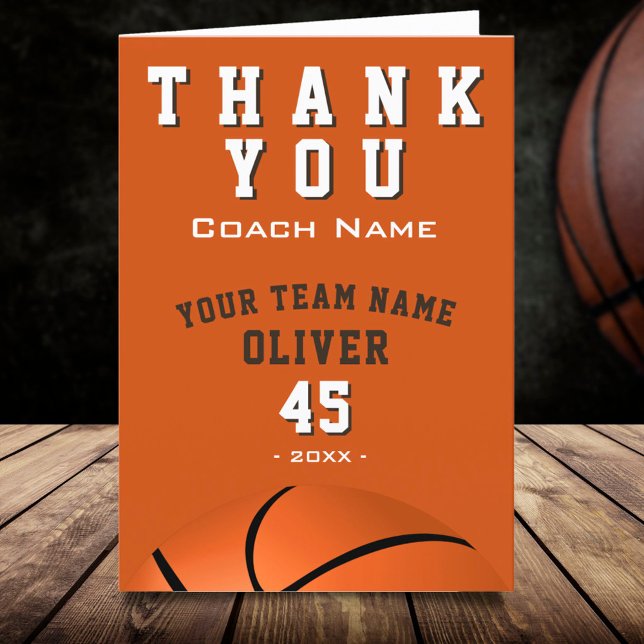 Basketball Ball Sports Thank you Coach  Card (Creator Uploaded)