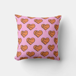 Basketball Ball Texture In Heart Shape - Pattern Cushion