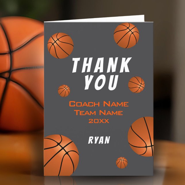 Basketball Ball Thank you Coach Card (Creator Uploaded)