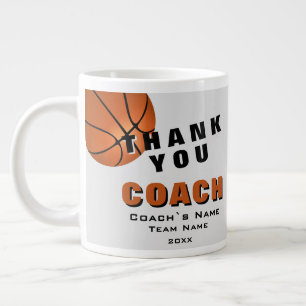 Basketball Ball Thank you Coach  Large Coffee Mug