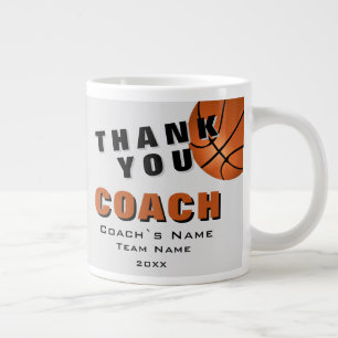 Basketball Ball Thank you Coach  Large Coffee Mug