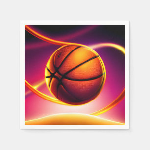 Basketball Ball Vivid Sports Happy Birthday Party Napkin