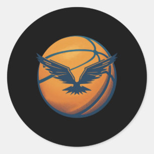 Basketball Ball With Eagle Classic Round Sticker