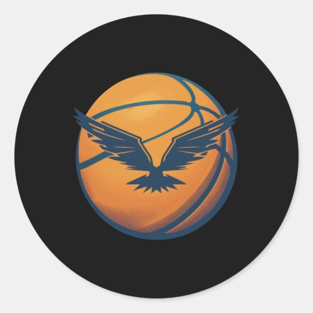 Basketball Ball With Eagle  Classic Round Sticker (Front)