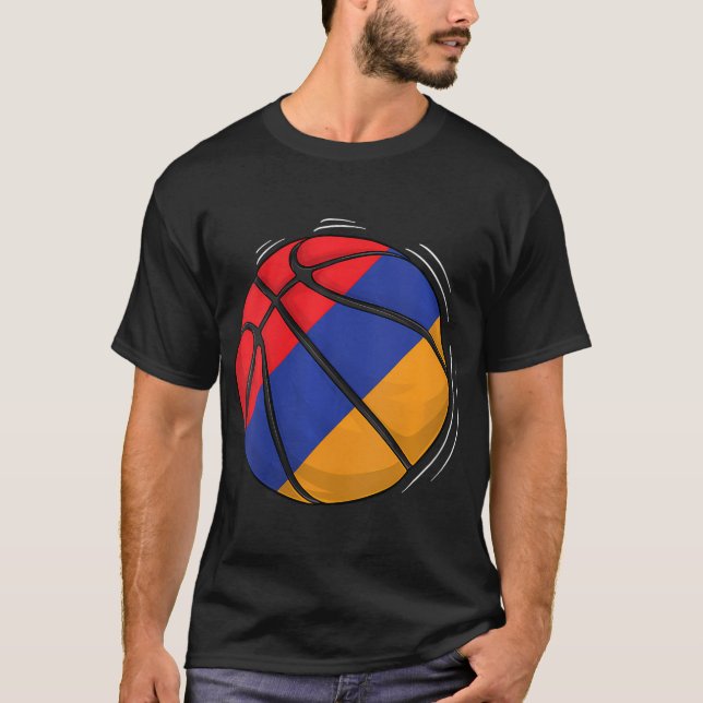 Basketball Ball With The Flag Of Armenia T-Shirt (Front)