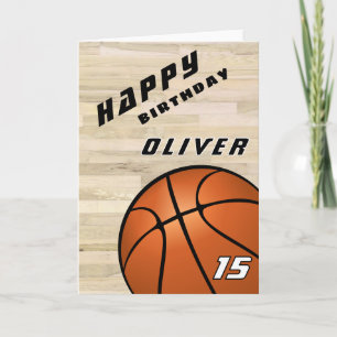 Basketball Ball Wood Floor Sports Happy Birthday Card