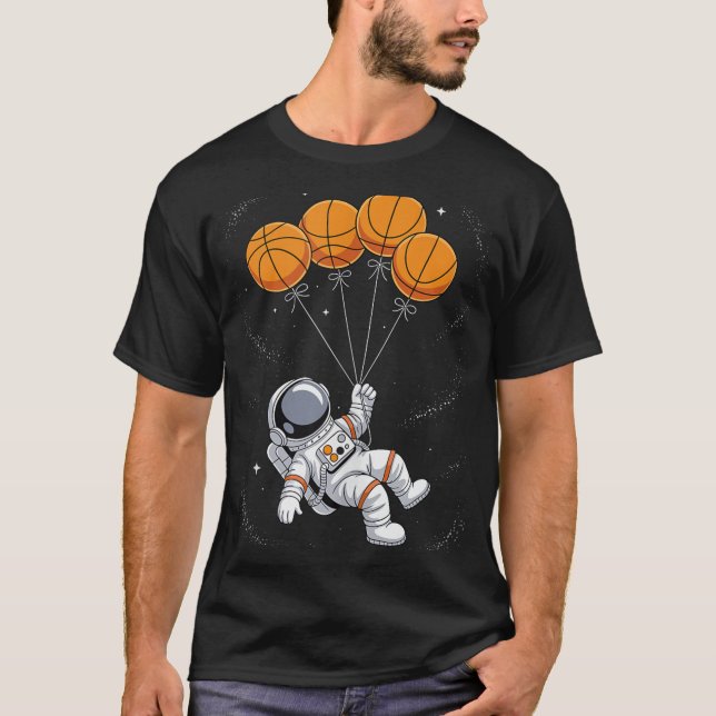 Basketball Balloon Astronaut Floating Spaceman Spa T-Shirt (Front)