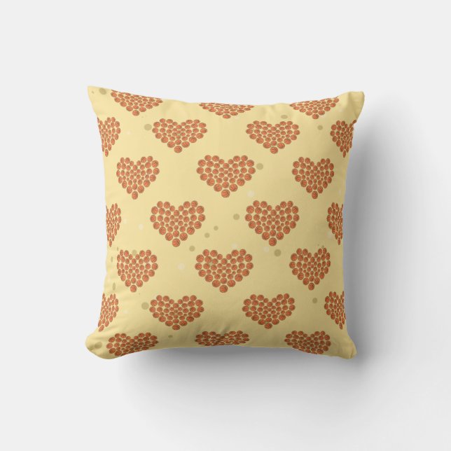 Basketball Balls In Heart Shapes Seamless Pattern Cushion (Front)