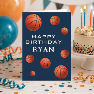 Basketball Balls Personalised Happy Birthday Kids  Card