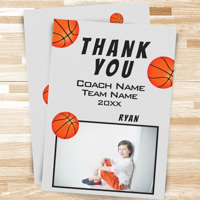 Basketball Balls Photo Thank you Coach Card (Creator Uploaded)