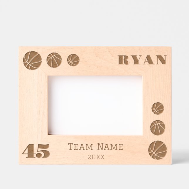 Basketball Balls Player Number Team Name  Etched Frames (Front)