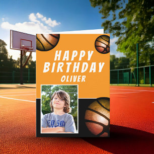 Basketball Balls Sports Kids Happy Birthday Photo Card