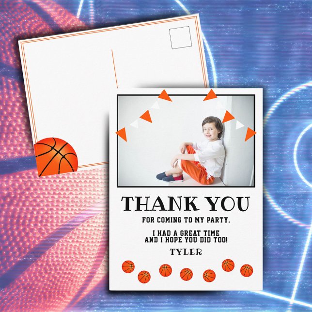 Basketball Balls Sports Photo Birthday Thank you Postcard (Creator Uploaded)