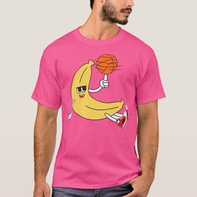 Basketball Banana Cartoon T-Shirt (Front)