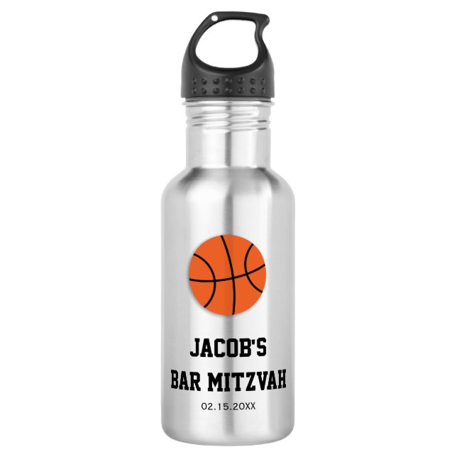 Basketball Bar Mitzvah Personalised 532 Ml Water Bottle (Front)