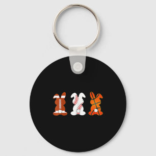 Basketball baseball football sports easter bunny key ring