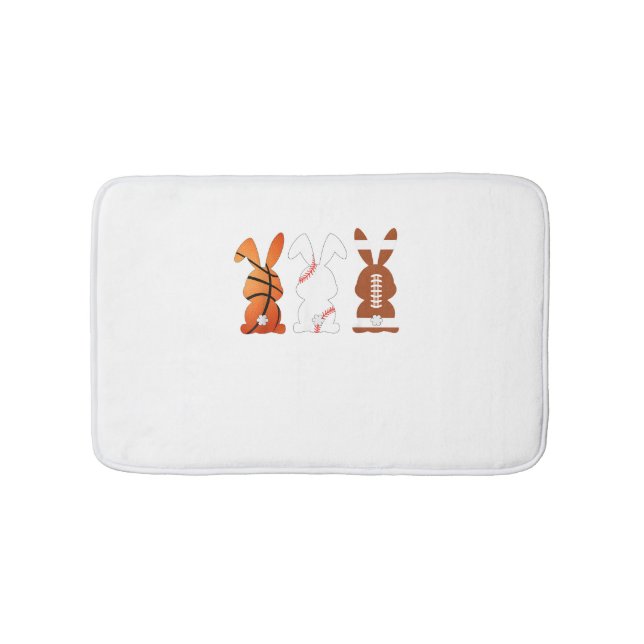 Basketball Baseball Football Sports Easter Bunny R Bath Mat (Front)